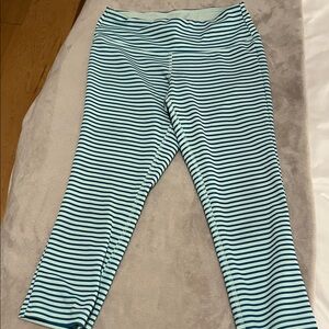 New Balance Teal and White Striped Leggings